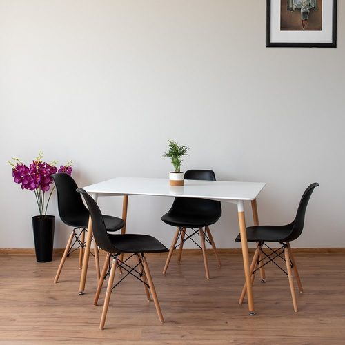 Stół Biały Prostokątny 120 x 80 cm Do Kuchni Jadalni