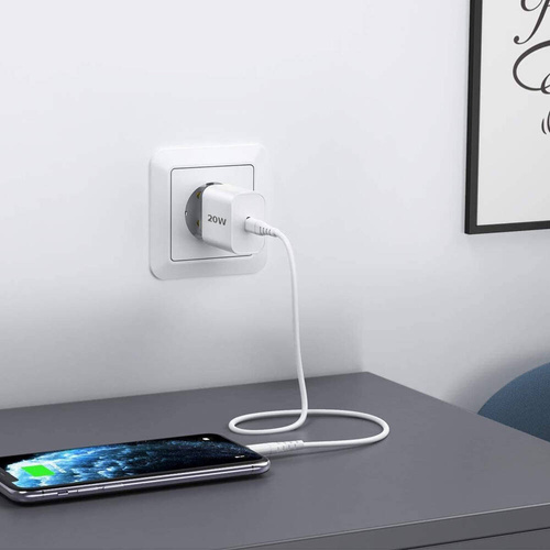 SZYBKA ŁADOWARKA SIECIOWA ZASILACZ PD 20W + KABEL USB-C-DO USB-C PD 150cm