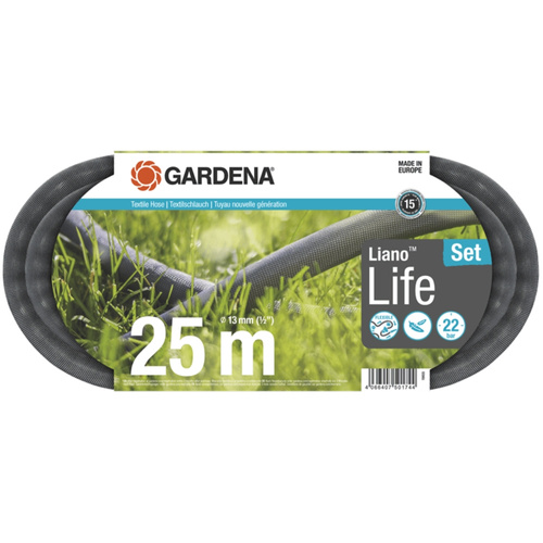 Gardena Wąż Ogrodowy Tekstylny Liano Life 25m (1/2'') Zestaw 18455-20