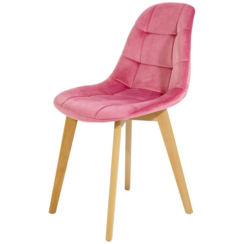 Krzesło Skandynawskie Welurowe Pikowane Tapicerowane Antyczny Róż