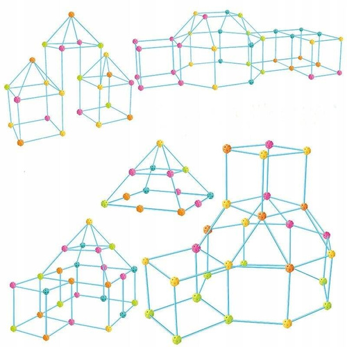 SŁOMKI KLOCKI KONSTRUKCYJNE DUŻE DO BUDOWANIA BAZY 68 elem.