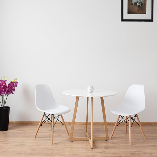 Stolik Kawowy 80cm W Stylu Skandynawskim Biały