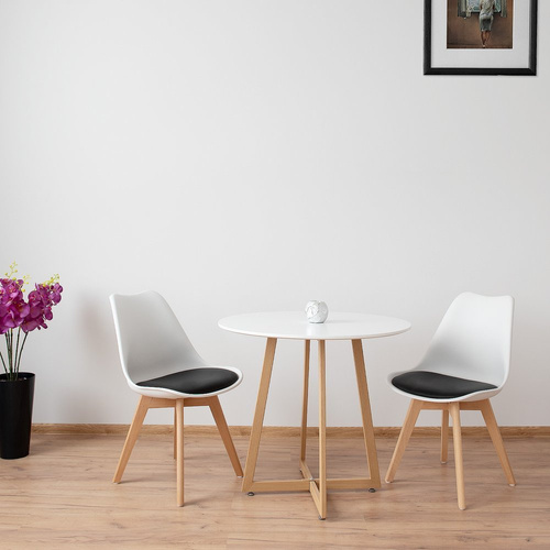 Stolik Kawowy 80cm W Stylu Skandynawskim Biały