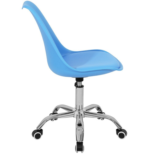 Fotel Krzesło Biurowe Obrotowe Z Poduszką Z Ekoskóry Niebieskie