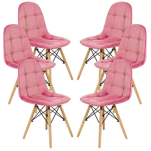 Krzesło Skandynawskie Welurowe Pikowane Tapicerowane 4 szt. Antyczny Róż