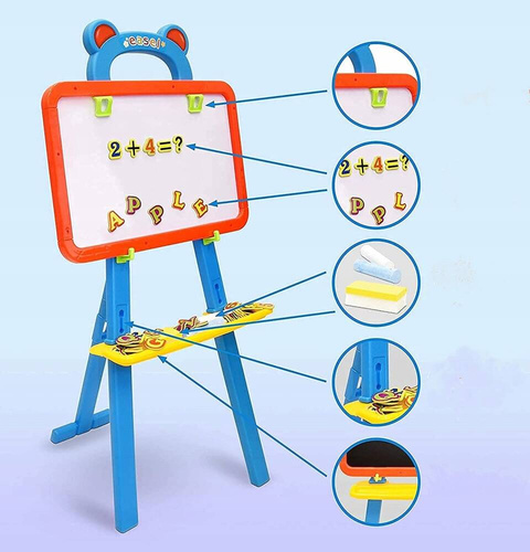 TABLICA DWUSTRONNA MAGNETYCZNA + KREDA 3w1 NA SZTALUDZE DLA DZIECI