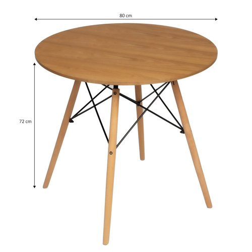 Stół Stolik Kawowy Skandynawski 80cm Drewno 