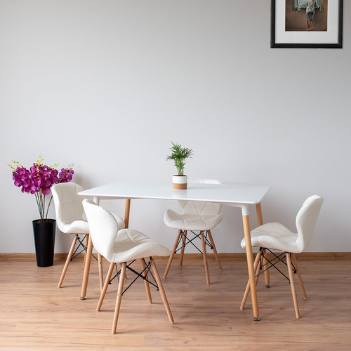 Stół Biały Prostokątny 120 x 80 cm Do Kuchni Jadalni