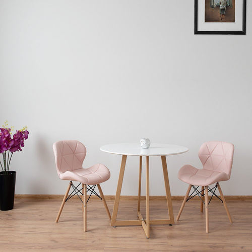 Stolik Kawowy 80cm W Stylu Skandynawskim Biały