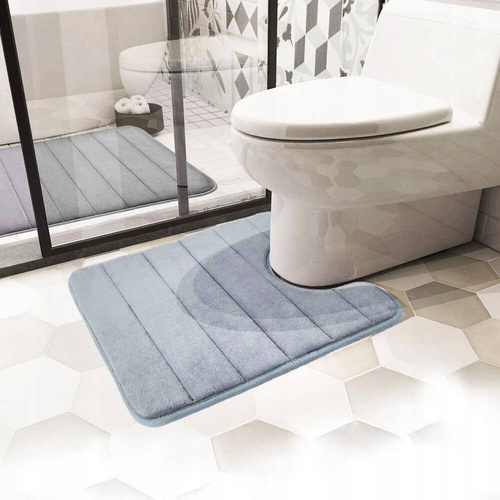 Dywaniki Łazienkowe Szare Antypoślizgowe Zestaw 2szt