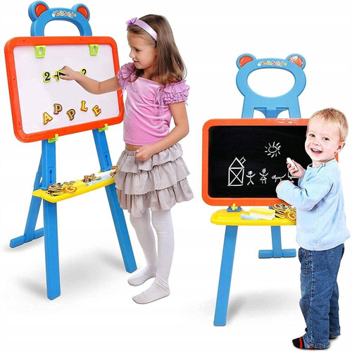 TABLICA DWUSTRONNA MAGNETYCZNA + KREDA 3w1 NA SZTALUDZE DLA DZIECI