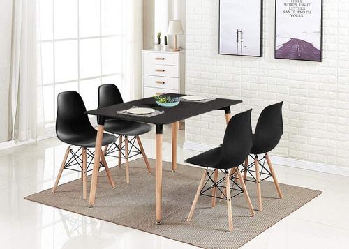 Stół Czarny Prostokątny 120 x 80 cm Do Kuchni Jadalni