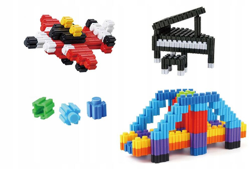 KLOCKI KONSTRUKCYJNE PRZESTRZENNE 3D DUŻY ZESTAW 685 elem.