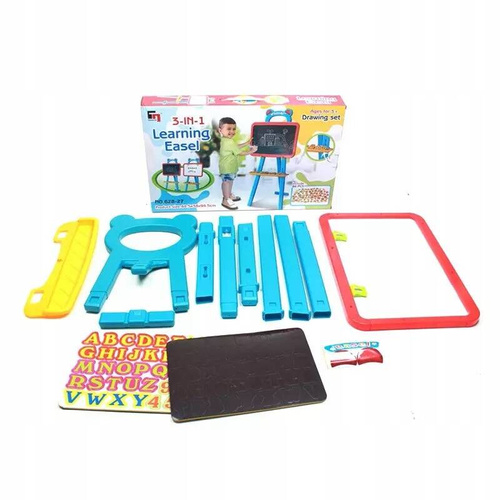 TABLICA DWUSTRONNA MAGNETYCZNA + KREDA 3w1 NA SZTALUDZE DLA DZIECI
