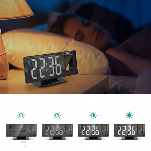 ZEGAR BUDZIK ELEKTRONICZNY CYFROWY LED TEMPERATURA PROJEKTOR