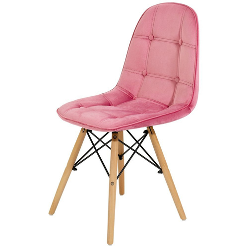 Krzesło Skandynawskie Welurowe Pikowane Tapicerowane 6 szt. Antyczny Róż