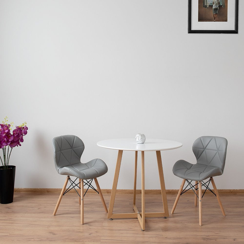 Stolik Kawowy 80cm W Stylu Skandynawskim Biały