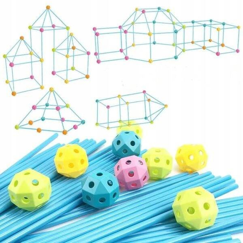 SŁOMKI KLOCKI KONSTRUKCYJNE DUŻE DO BUDOWANIA BAZY 68 elem.