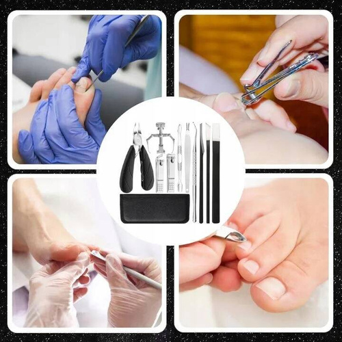 ZESTAW DO MANICURE PAZNOKCI WRASTAJĄCYCH PEDICURE PROFESJONALNY