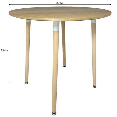 Stół Skandynawski Okrągły 80cm Drewno Bukowe