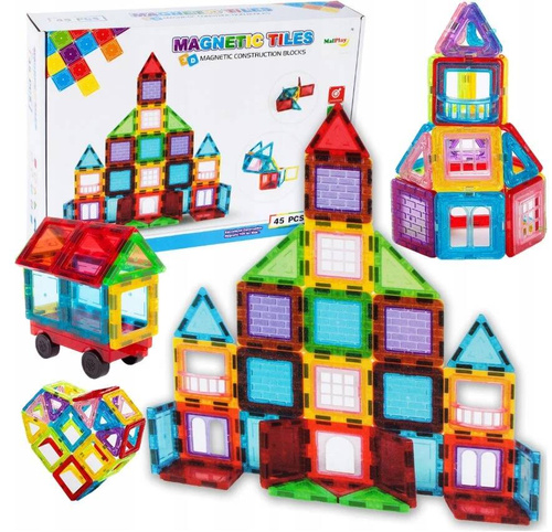 KLOCKI MAGNETYCZNE KONSTRUKCYJNE 3D DUŻE 45 elem.