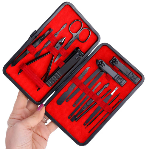 ZESTAW DO MANICURE PAZNOKCI PRZYBORNIK ETUI 16 el
