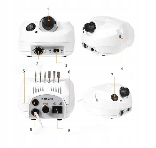 FREZARKA DO PAZNOKCI MANICURE PEDICURE MOCNA PROFESJONALNA 80W FREZY ZESTAW