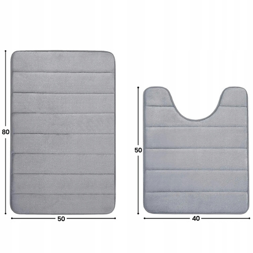 Dywaniki Łazienkowe Szare Antypoślizgowe Zestaw 2szt