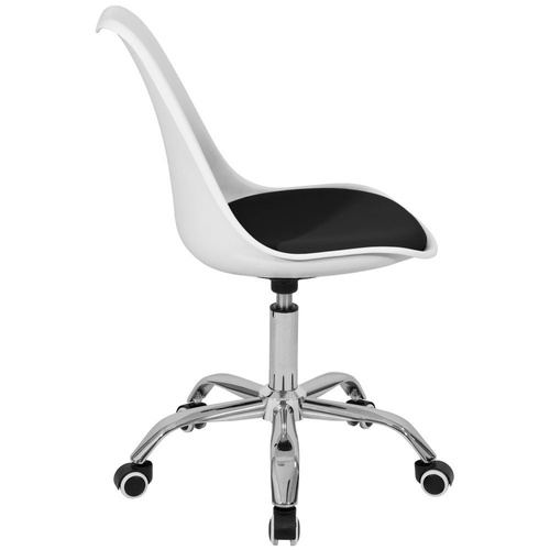 Fotel Krzesło Biurowe Obrotowe Z Poduszką Z Ekoskóry Biało-Czarne