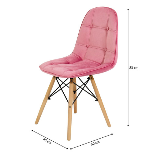 Krzesło Skandynawskie Welurowe Pikowane Tapicerowane 6 szt. Antyczny Róż