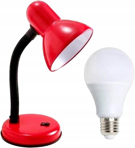 LAMPKA BIURKOWA REGULOWANA SZKOLNA NA BIURKO NOCNA CZERWONA
