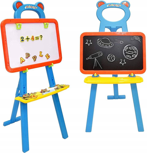 TABLICA DWUSTRONNA MAGNETYCZNA + KREDA 3w1 NA SZTALUDZE DLA DZIECI