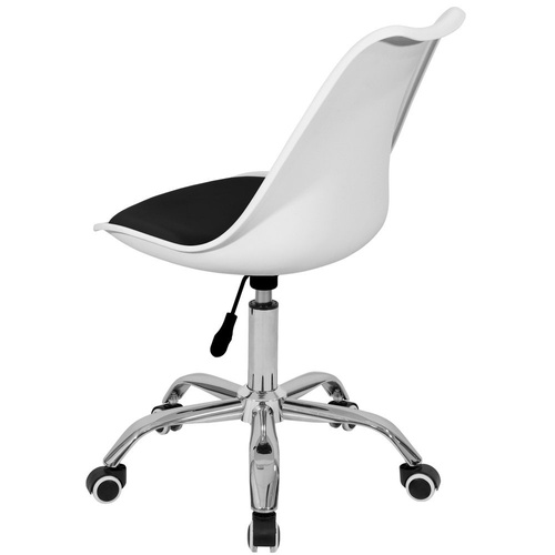 Fotel Krzesło Biurowe Obrotowe Z Poduszką Z Ekoskóry Biało-Czarne