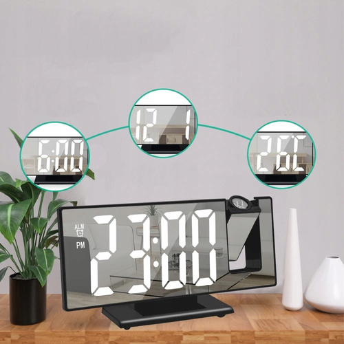 ZEGAR BUDZIK ELEKTRONICZNY CYFROWY LED TEMPERATURA PROJEKTOR