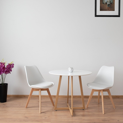 Stolik Kawowy 80cm W Stylu Skandynawskim Biały