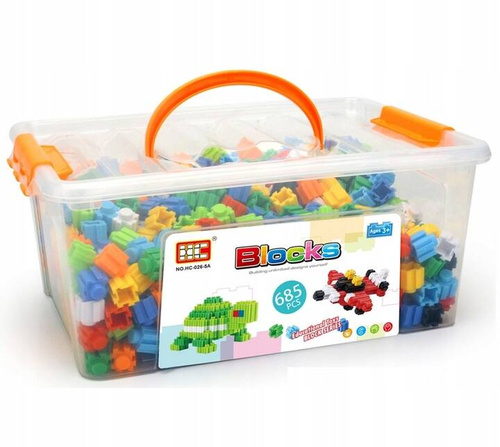 KLOCKI KONSTRUKCYJNE PRZESTRZENNE 3D DUŻY ZESTAW 685 elem.