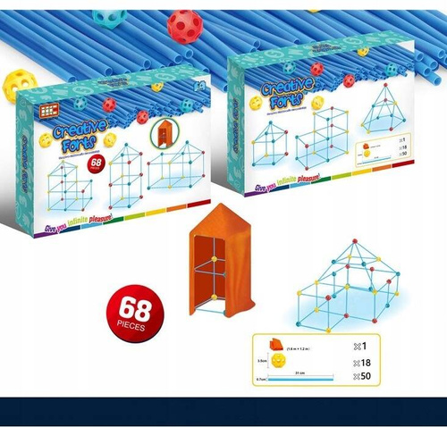 SŁOMKI KLOCKI KONSTRUKCYJNE DUŻE DO BUDOWANIA BAZY 68 elem.