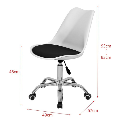 Fotel Krzesło Biurowe Obrotowe Z Poduszką Z Ekoskóry Biało-Czarne