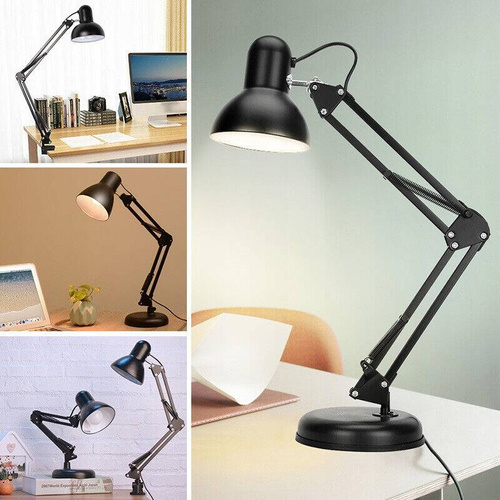 LAMPKA BIURKOWA SZKOLNA KRESLARSKA NOCNA REGULOWANA NA BIURKO + UCHWYT