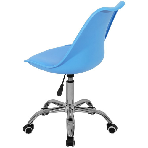 Fotel Krzesło Biurowe Obrotowe Z Poduszką Z Ekoskóry Niebieskie