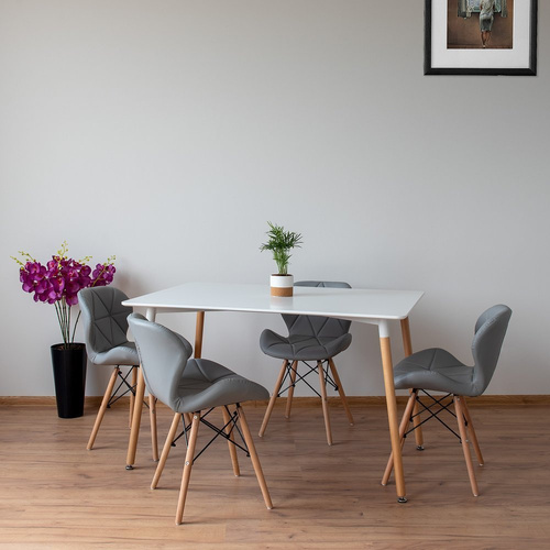 Stół Biały Prostokątny 120 x 80 cm Do Kuchni Jadalni