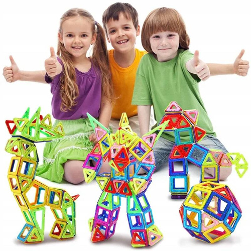 KLOCKI MAGNETYCZNE KONSTRUKCYJNE 3D DUŻE 128 elem.