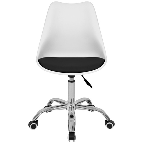 Fotel Krzesło Biurowe Obrotowe Z Poduszką Z Ekoskóry Biało-Czarne