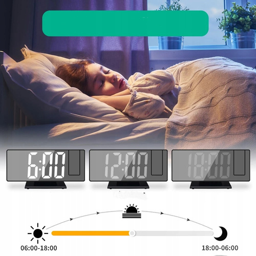 ZEGAR BUDZIK ELEKTRONICZNY CYFROWY LED TEMPERATURA PROJEKTOR
