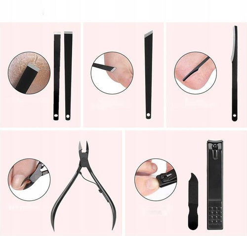 ZESTAW DO MANICURE PAZNOKCI PRZYBORNIK ETUI 24 el