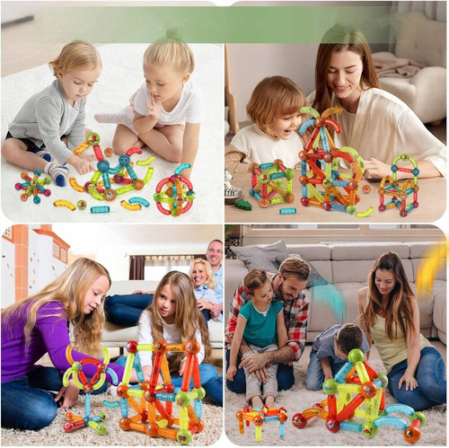 KLOCKI PATYCZKI MAGNETYCZNE KULKI ŚWIECĄCE ZESTAW 52 elem.