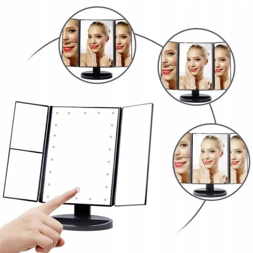 LUSTERKO KOSMETYCZNE PODŚWIETLANE POWIĘKSZAJĄCE SKŁADANE LED 22 DIODY