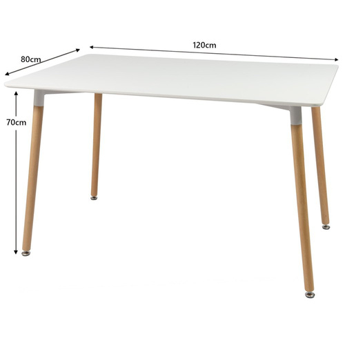 Stół Biały Prostokątny 120 x 80 cm Do Kuchni Jadalni