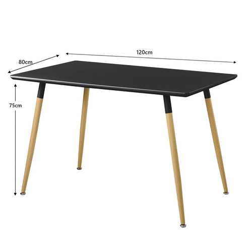 Stół Czarny Prostokątny 120 x 80 cm Do Kuchni Jadalni