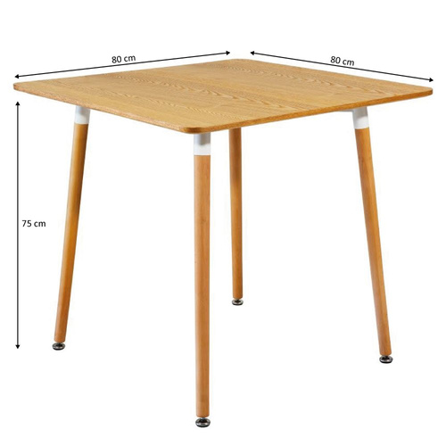 Stół Kwadratowy 80 x 80 cm Do Kuchni Jadalni Okleina Drewno Buk